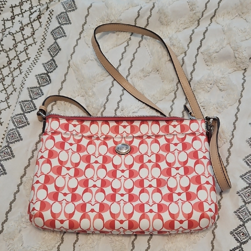 Coach Red and White Patterned Crossbody Bag